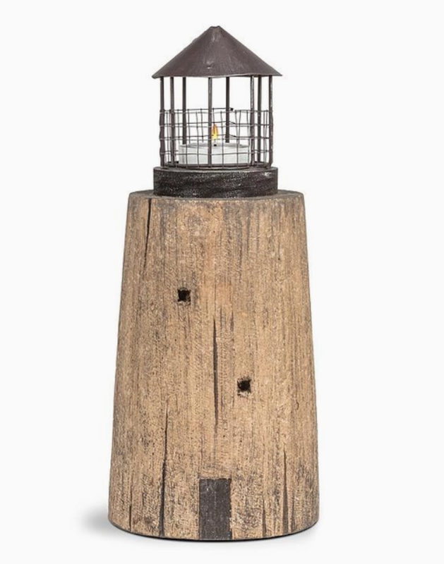  Wooden Light House with Tealight Top