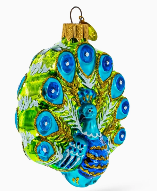 Peacock Glass Ornament