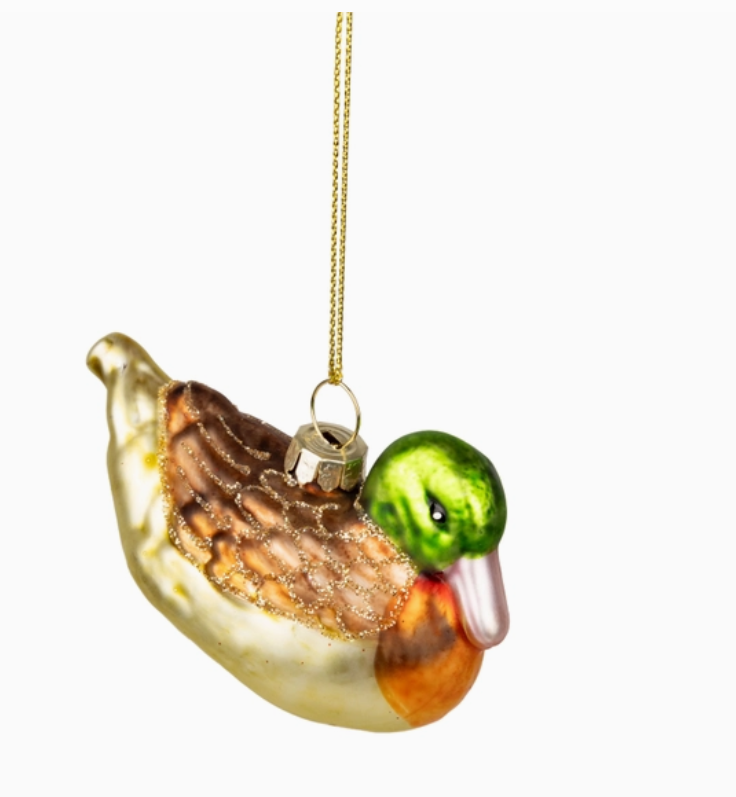 Glass Vintage Duck Ornament 