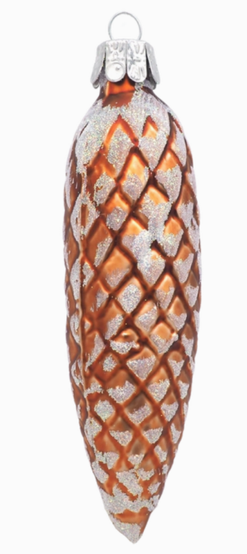 Spruce Pine Cone Glass Ornament with Glitter