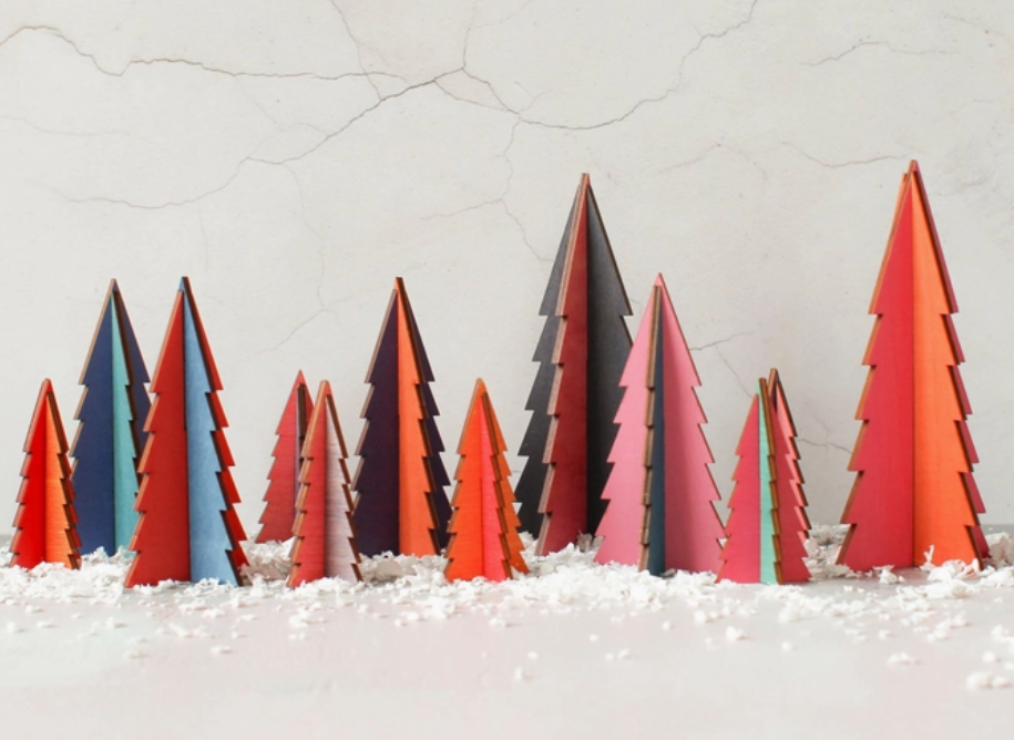 Wooden Tree Set, Mixed Random Colors