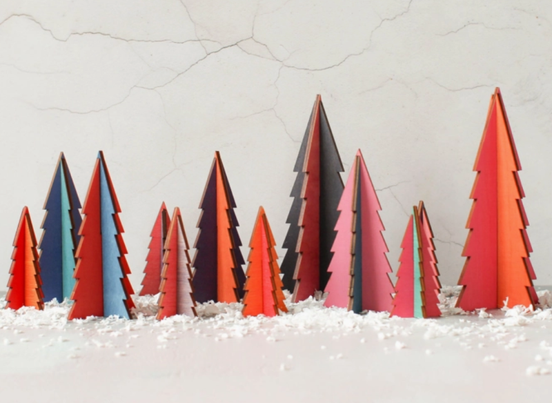 Small Wooden Tree Set, Matching Colors