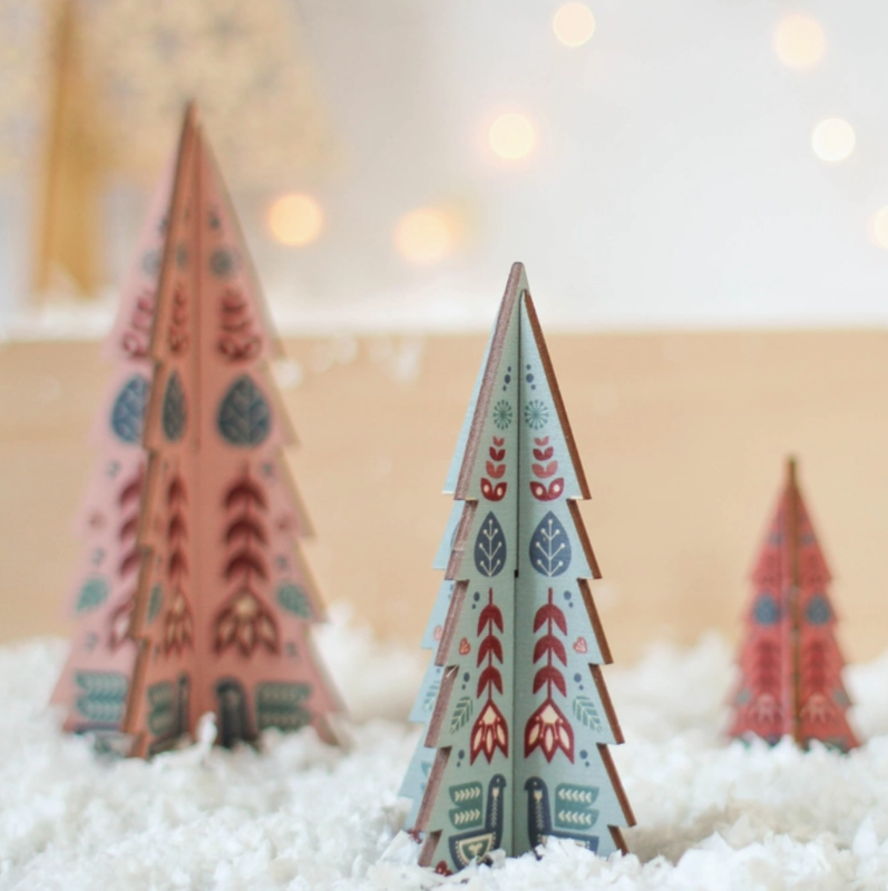 Wooden Tree Set, Folk Design