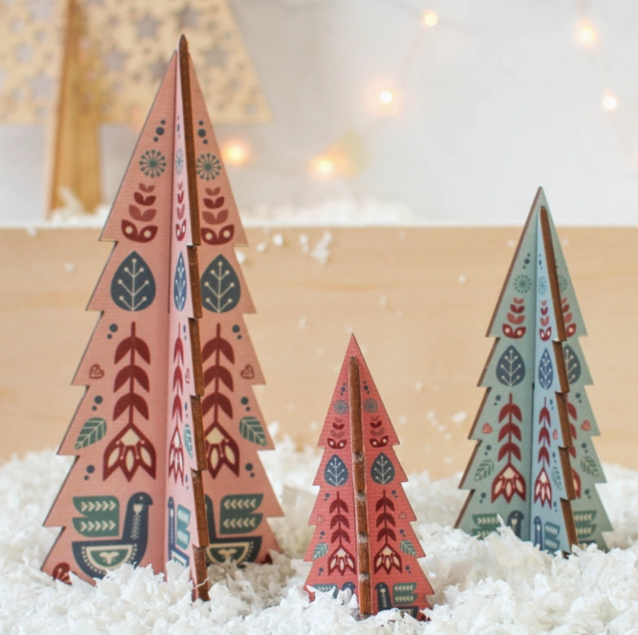 Wooden Tree Set, Folk Design