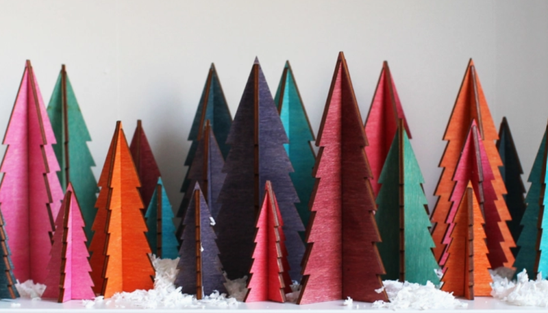 Small Wooden Tree Set, Matching Colors