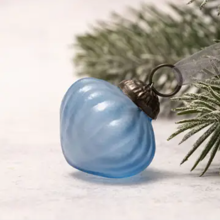 Sky Blue 1" Frosted Glass Lantern Ornament 