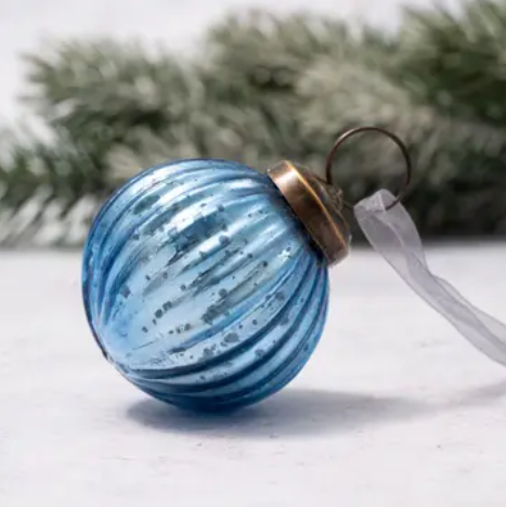 Sky Blue 2" Ribbed Round Ornament