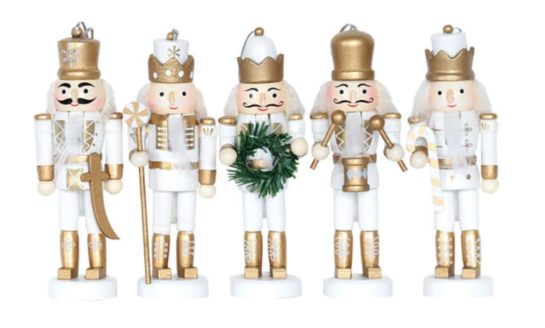 Single 5" White & Gold Nutcracker