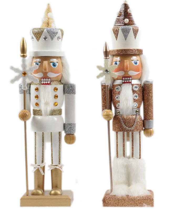 Single 15" Silver and Gold Snowflake Soldier Nutcracker