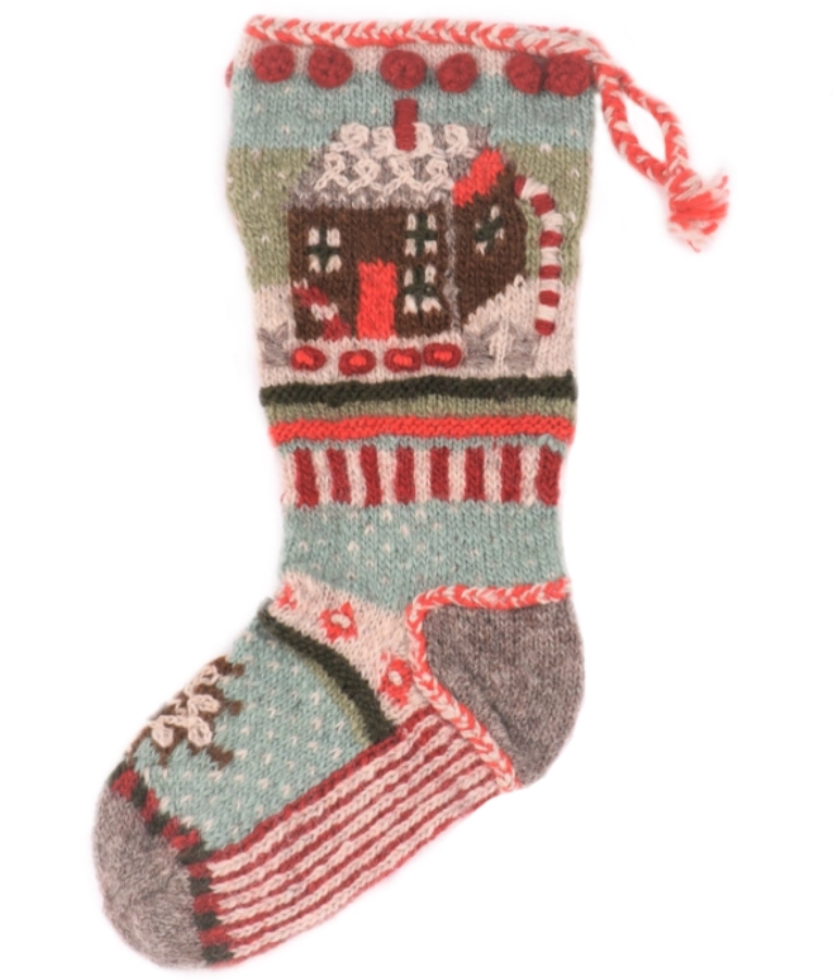 Gingerbread House Wool Knit Stocking