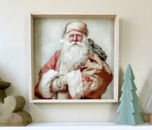 Vintage European Santa Framed Canvas Print