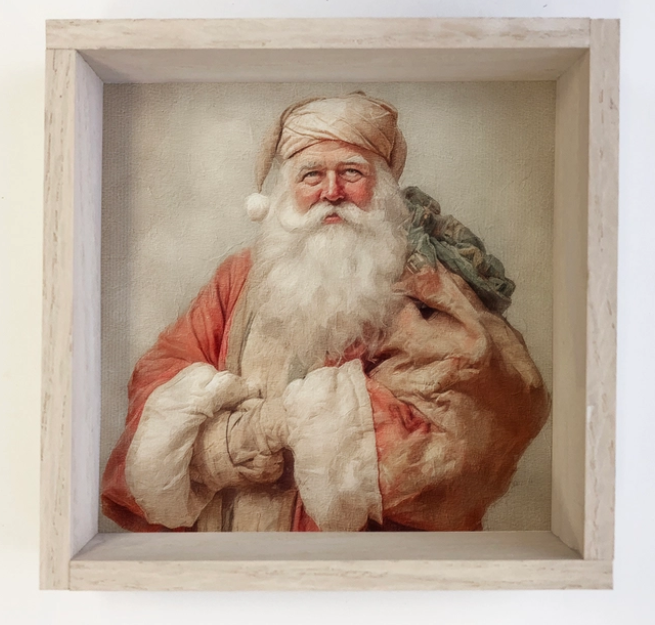 Vintage European Santa Framed Canvas Print 