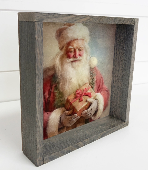 Vintage Santa Noel Framed Canvas Print