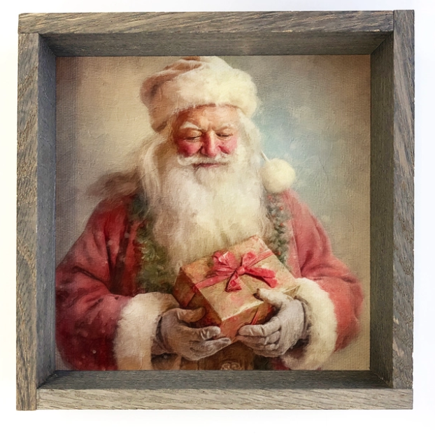 Vintage Santa Noel Framed Canvas Print 