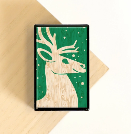Green Reindeer Slide Matchbox