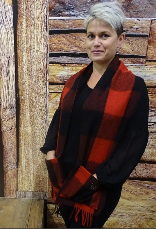Red Tartan Wool Pocket Scarf 