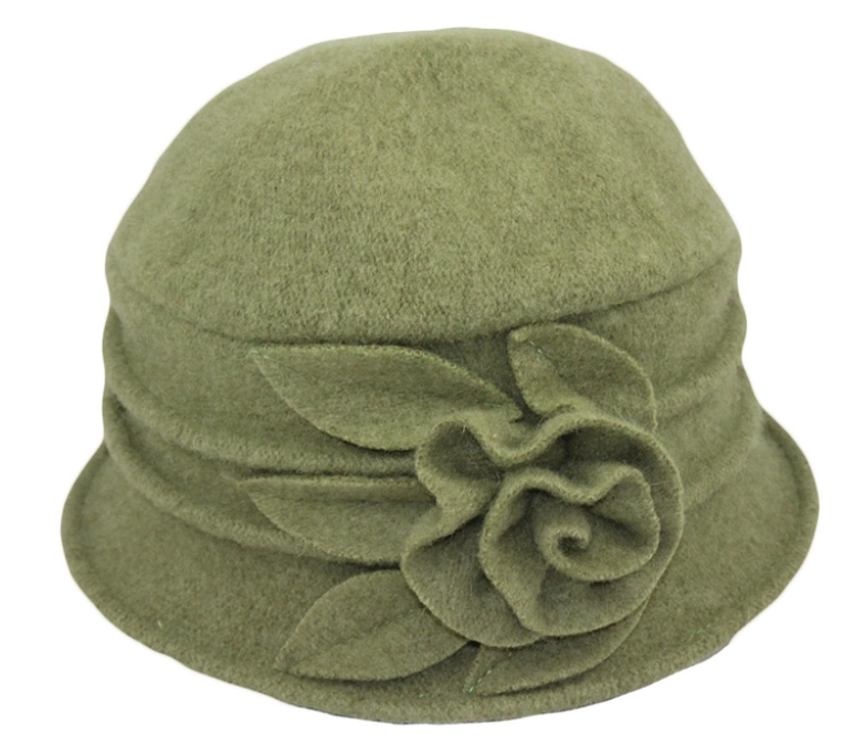 Avocado Flower Cloche Boiled Wool Hat