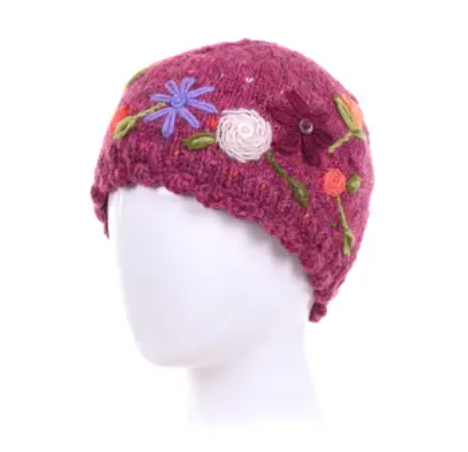 Raspberry Florence Wool Knit Beanie