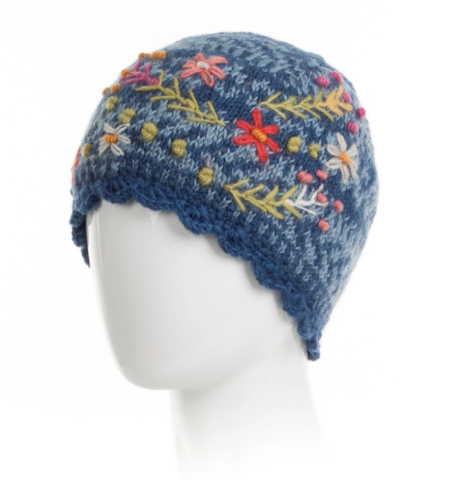 Blue Sadie Wool Knit Beanie