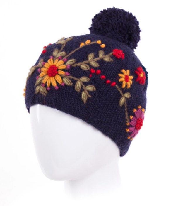 Navy Olivia Wool Knit Beanie