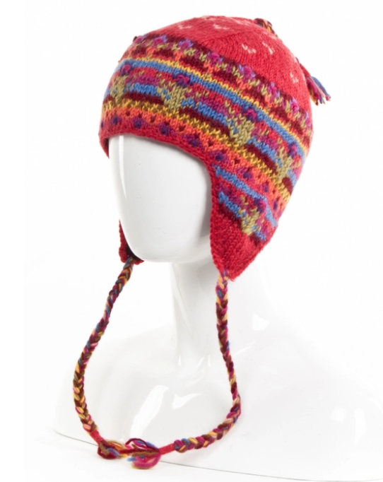 Pink Galena Wool Knit Earflap Hat 
