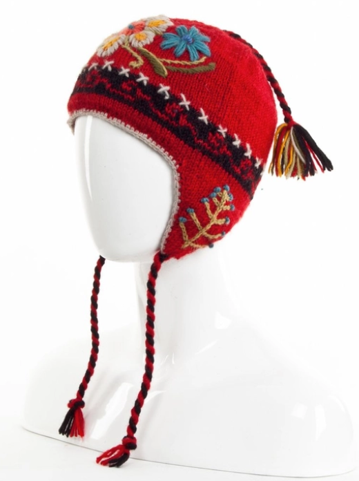Red Eden Wool Knit Earflap Hat