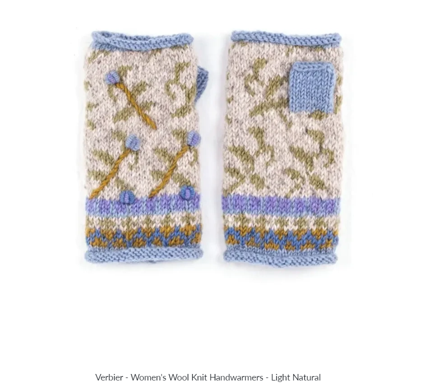 Light Natural Verbier Wool Knit Handwarmers