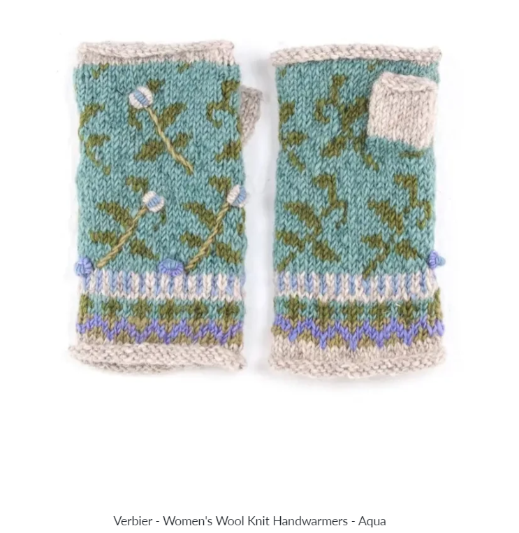 Aqua Verbier Wool Knit Handwarmers