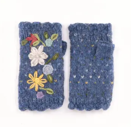 Blueberry Florence Wool Knit Handwarmers