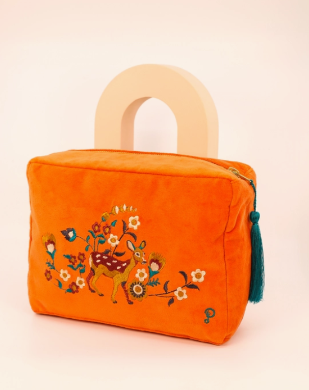 Fawn in a Meadow Velvet Wash Bag