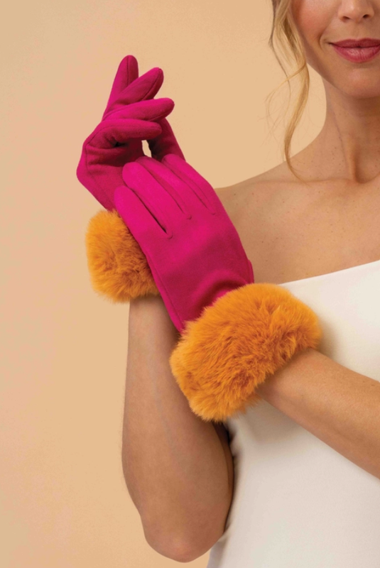 Magenta & Mustard Bettina Gloves