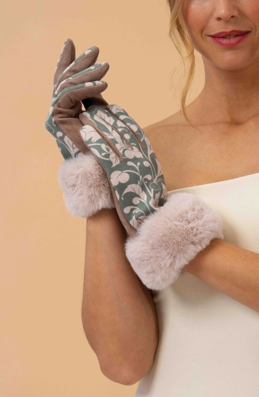 Olive Floral Bernadette Gloves