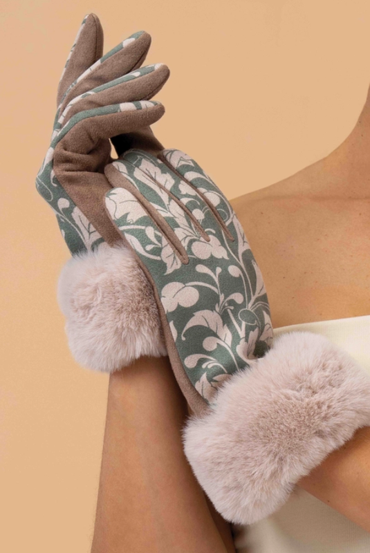 Olive Floral Bernadette Gloves