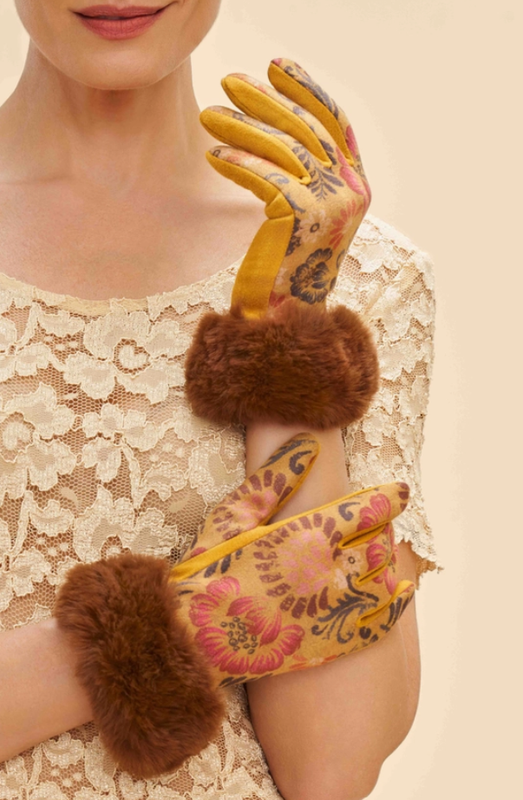 Mustard Floral Bernadette Gloves