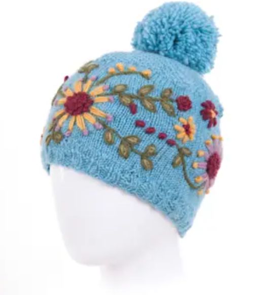 Turquoise Olivia Wool Knit Beanie