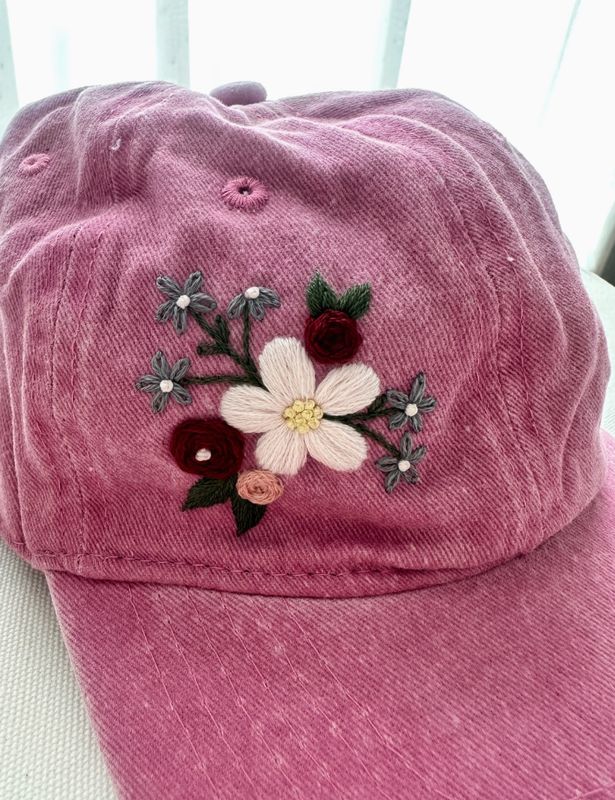 Colorful Flower Embroidered Baseball Cap 