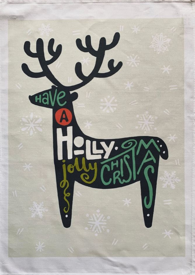 Have a Jolly Christmas Deer Tea Towel