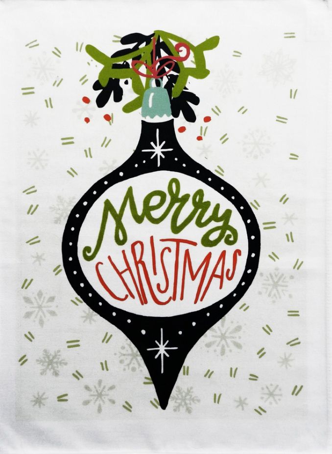 Merry Christmas Bauble Tea Towel