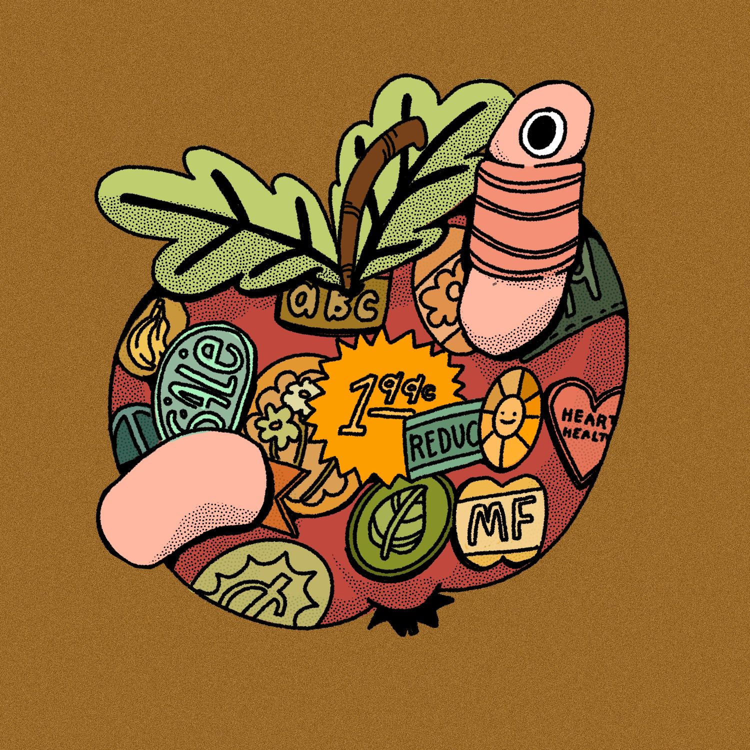 Worm Graffiti Sticker