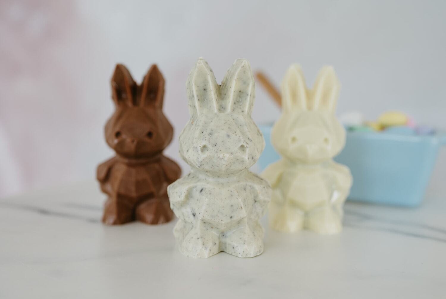 Two 3D Chocolate Bunnies