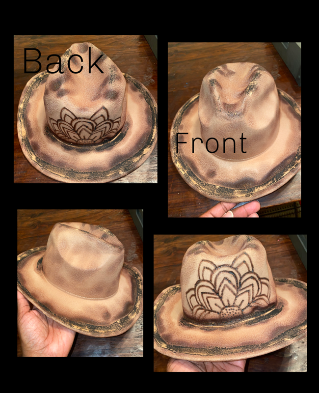 Custom Burned Back Petals Fedora