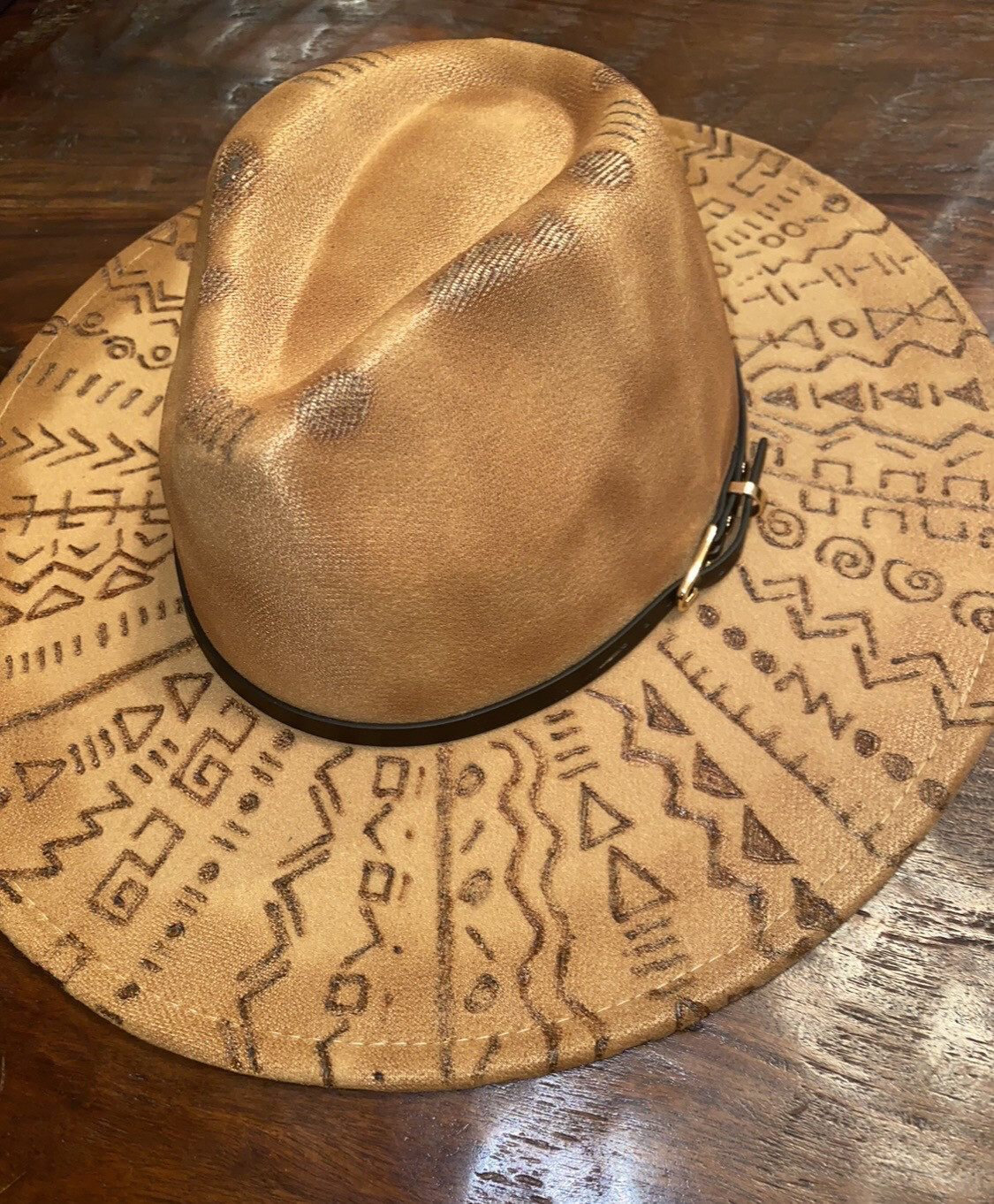 Custom Free Hand Design-Burned Wide Brim Fedora