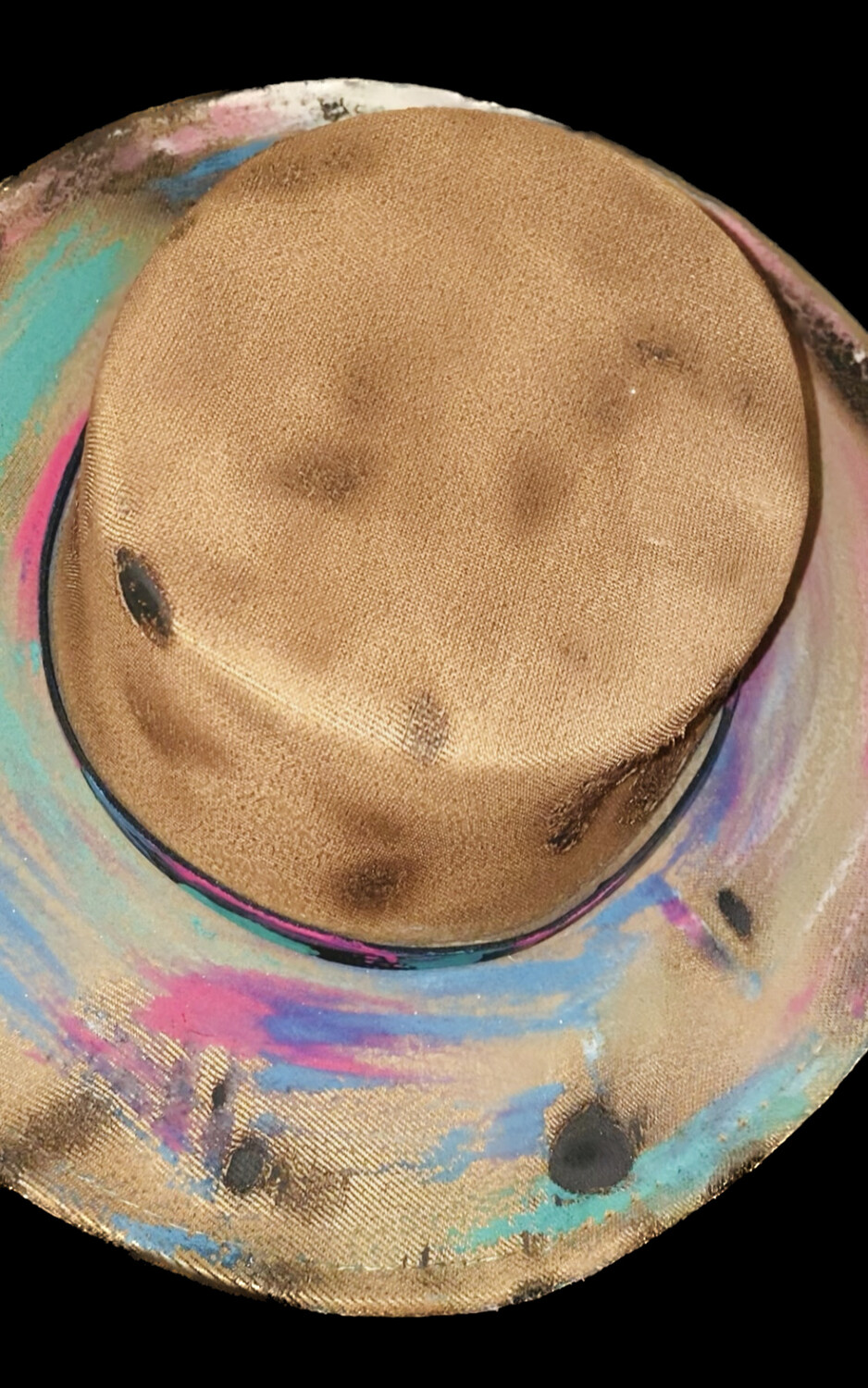 Custom Burned And Painted Flat Top Fedora