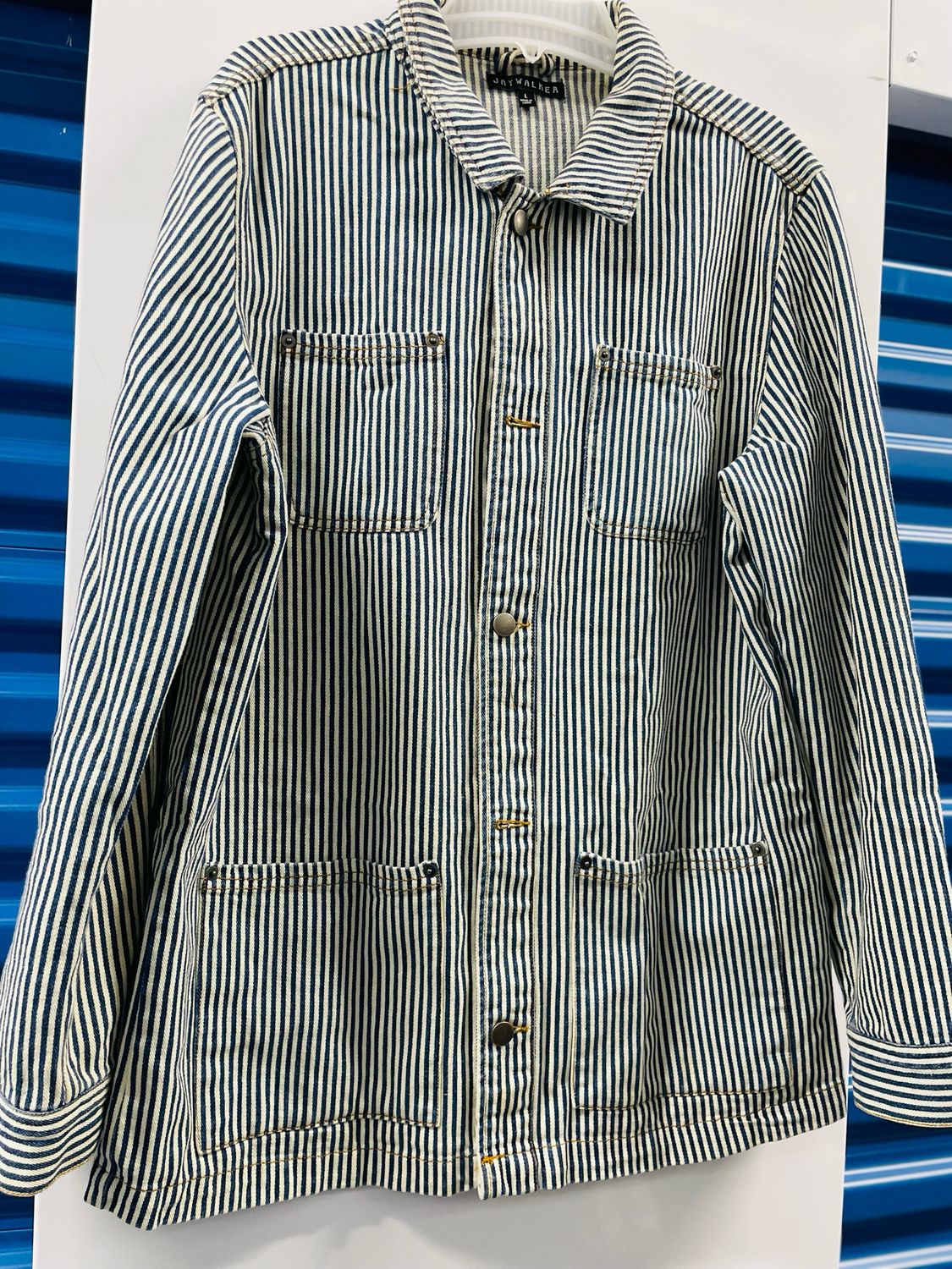 Men’s Blue &amp; White Stripe Long Sleeve-Large
