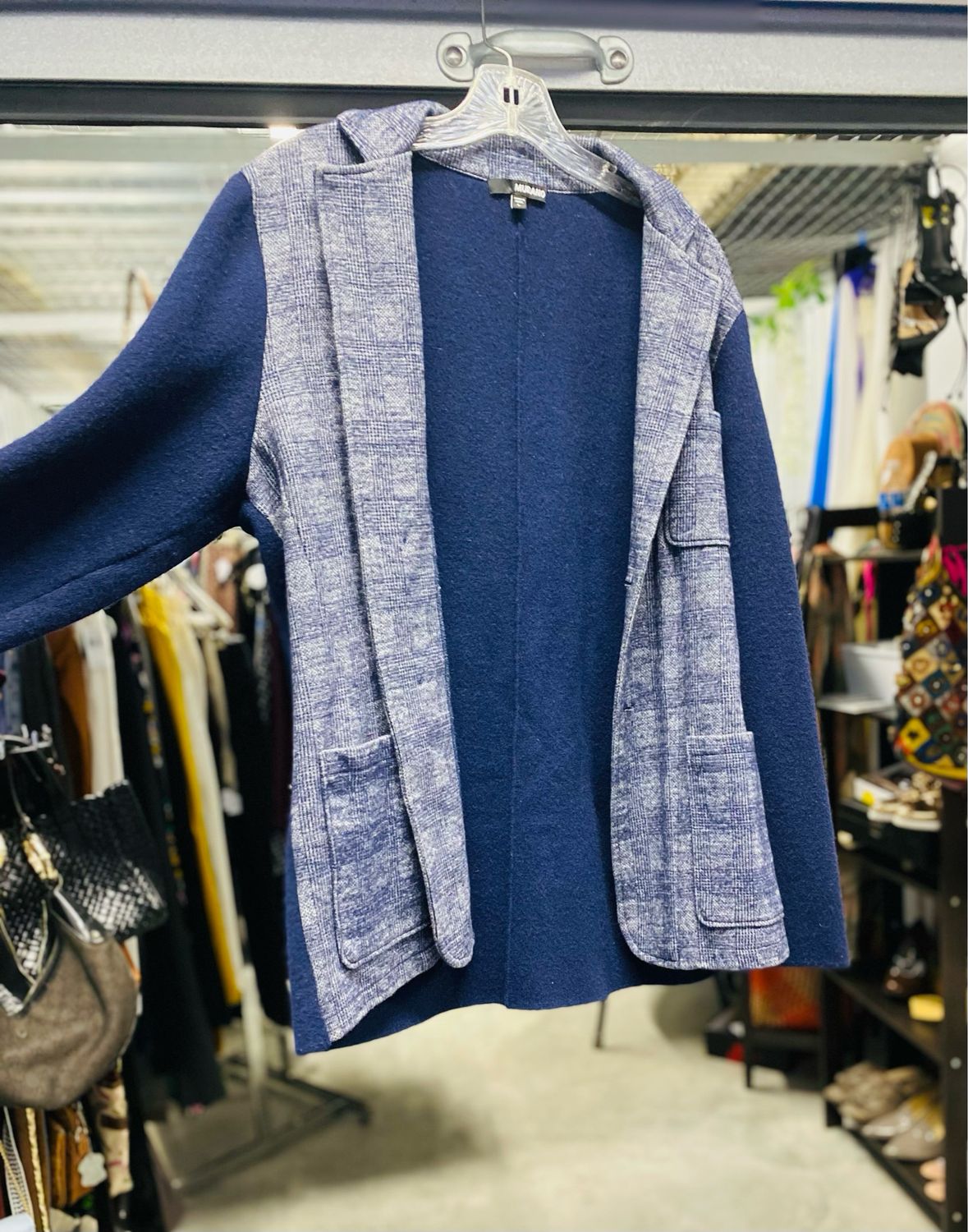 Men’s Navy Blue Cardigan-Large