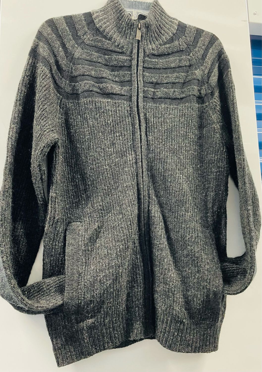 Men’s Grey &amp; Black Kenneth Cole Cardigan-Large