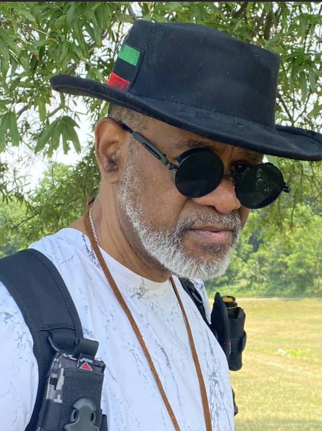 Custom Burned -Flat Top Hat-Pan African Flag &amp; Gye Nyame Patch
