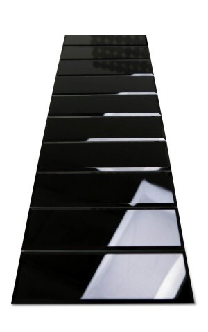 3" x 10" Black Gloss Tile with Beveled Edge