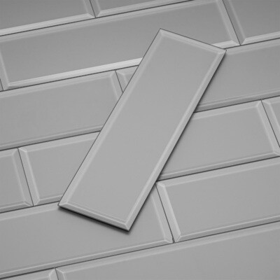 3" x 10" Gray Matte Tile with Beveled Edge