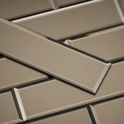 3" x 10" Gold Matte Tile with Mirror Beveled